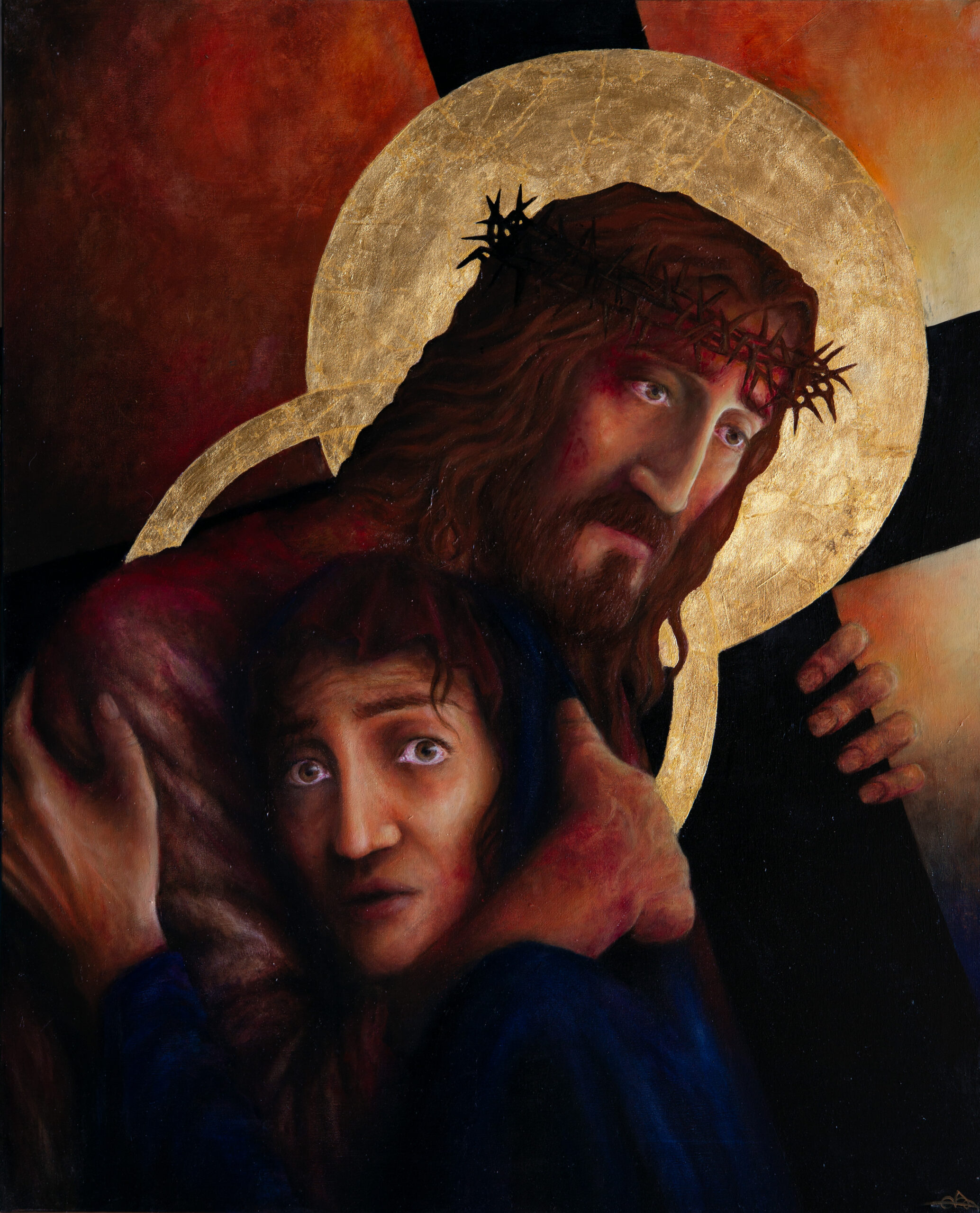 JÉSUS RENCONTRE SA SAINTE MÈRE, 2022/2023, 81x100cm