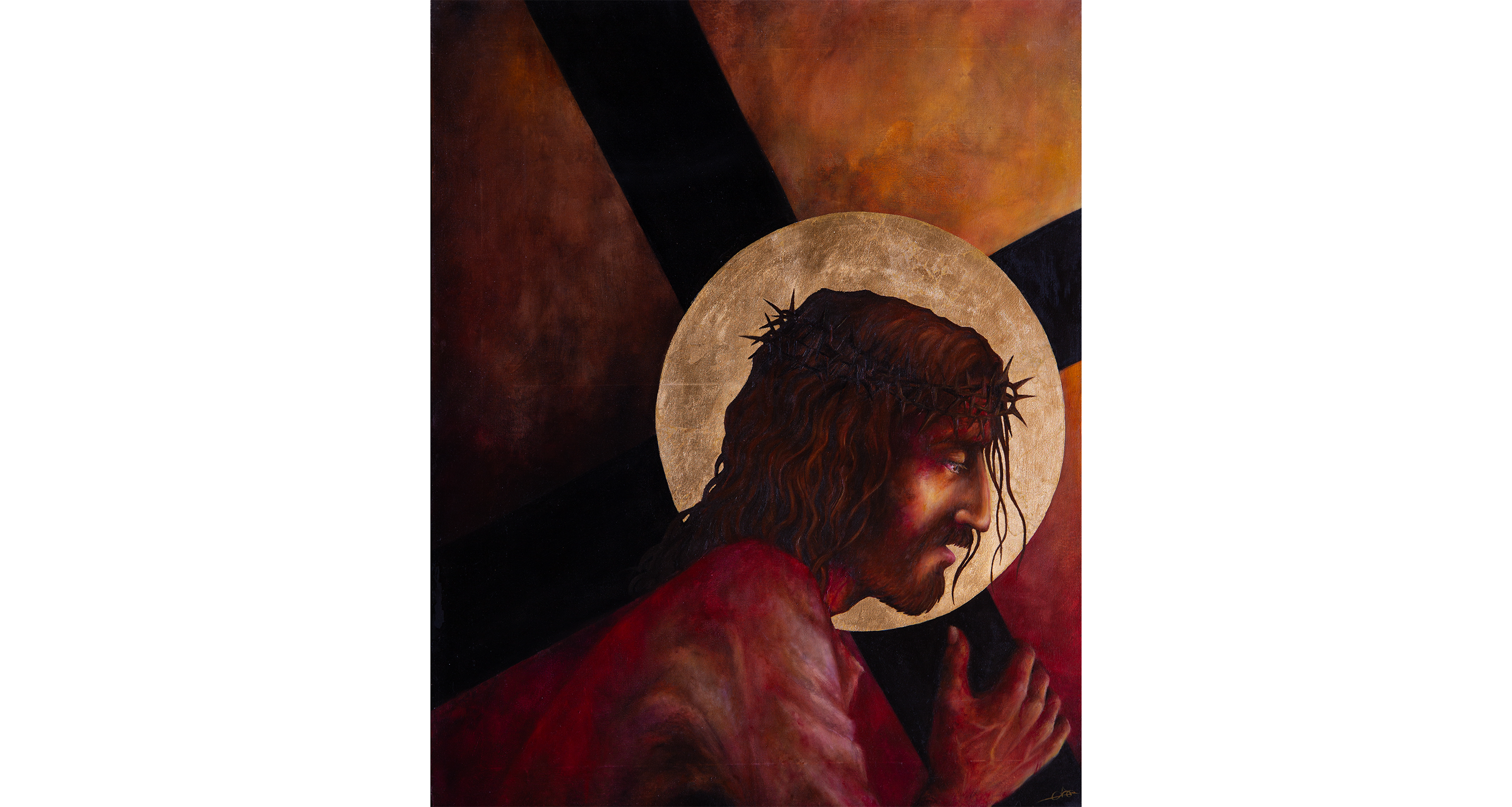 JÉSUS EST CHARGÉ DE SA CROIX, 2022, 81x100cm