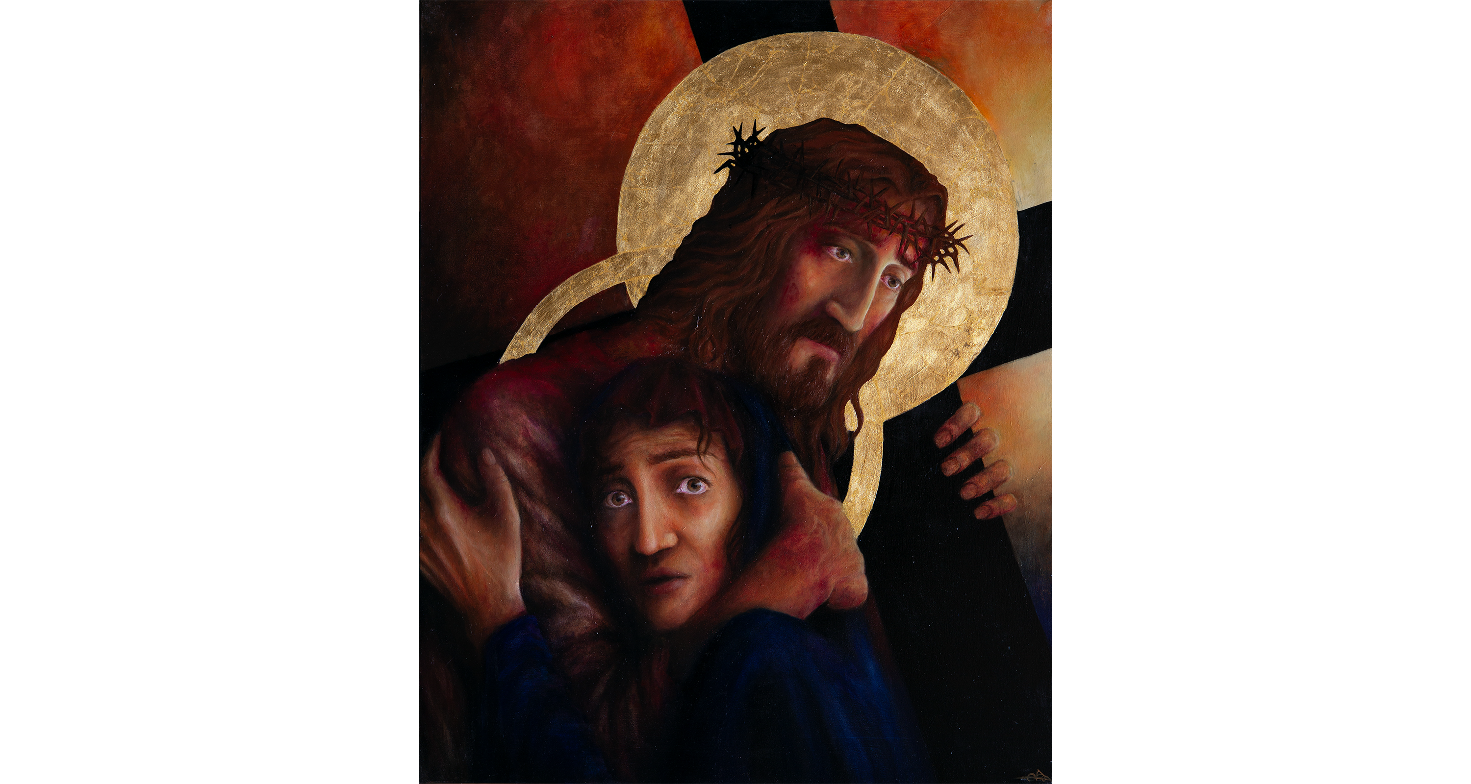 JÉSUS RENCONTRE SA SAINTE MÈRE, 2022/2023, 81x100cm