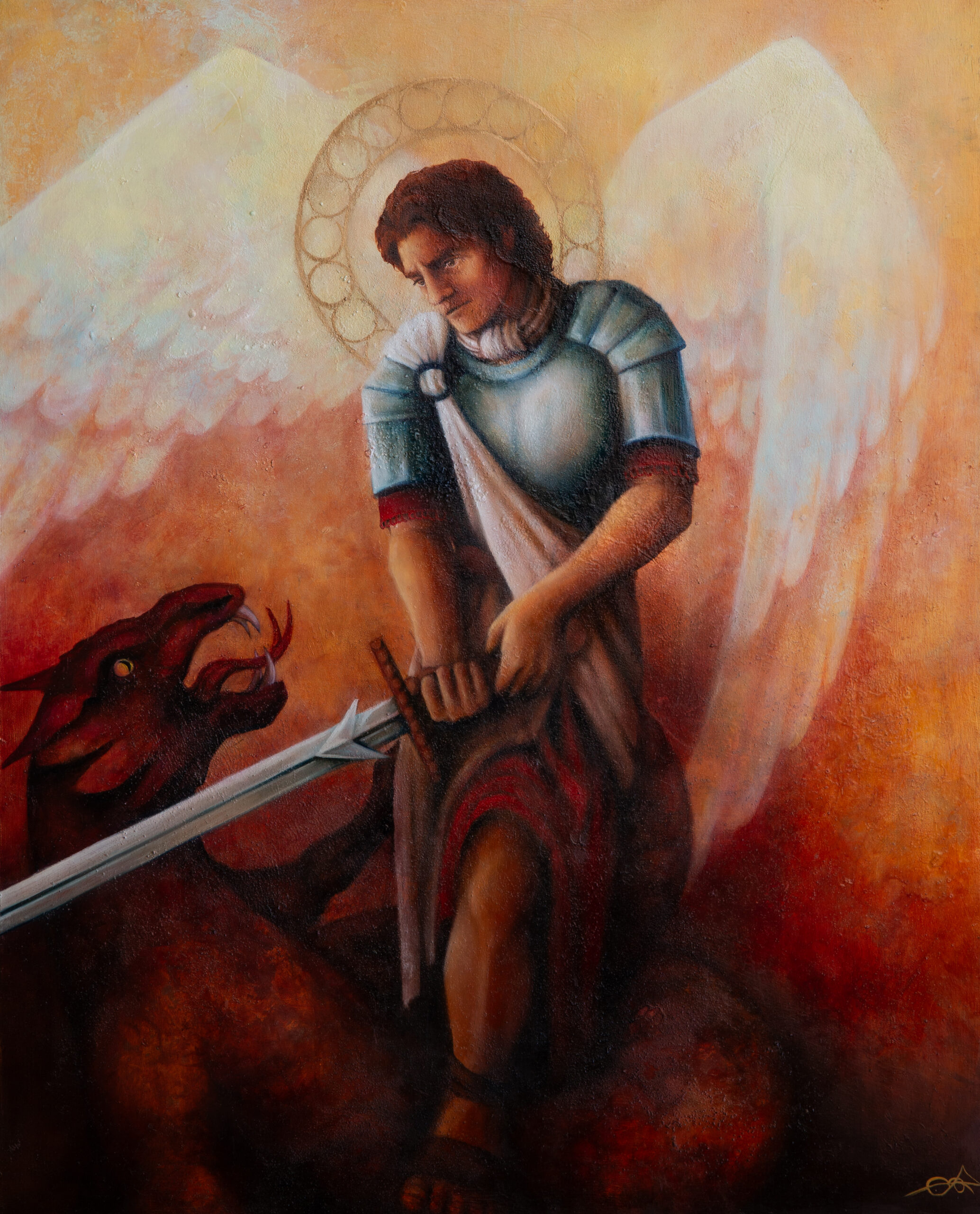 SAINT-MICHEL TERRASSANT LE DRAGON, 2025, 81x100cm, VENDU/SOLD